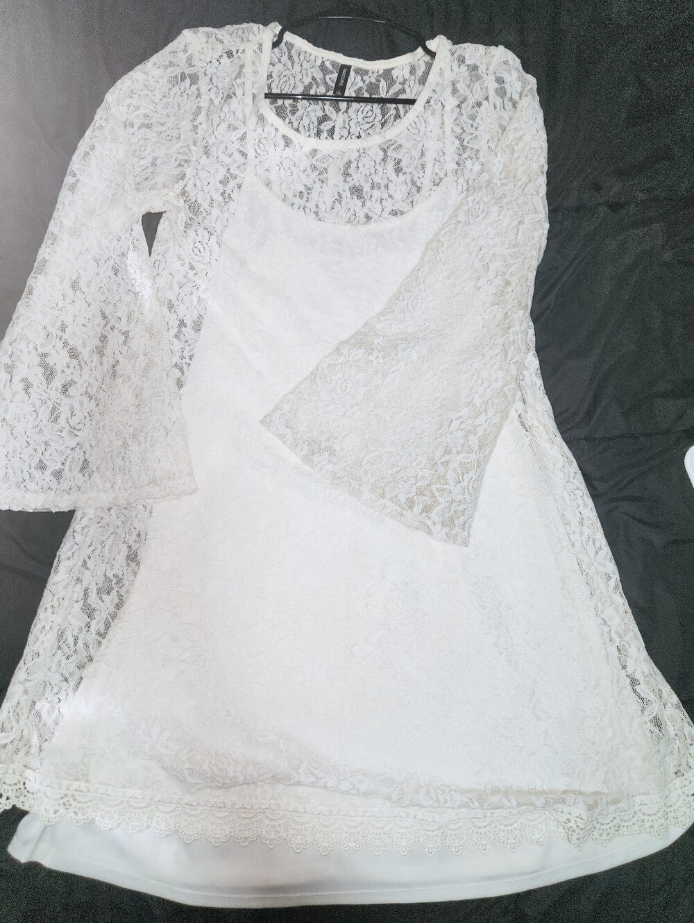 Ivory Lace Sheer Dress With Slip
